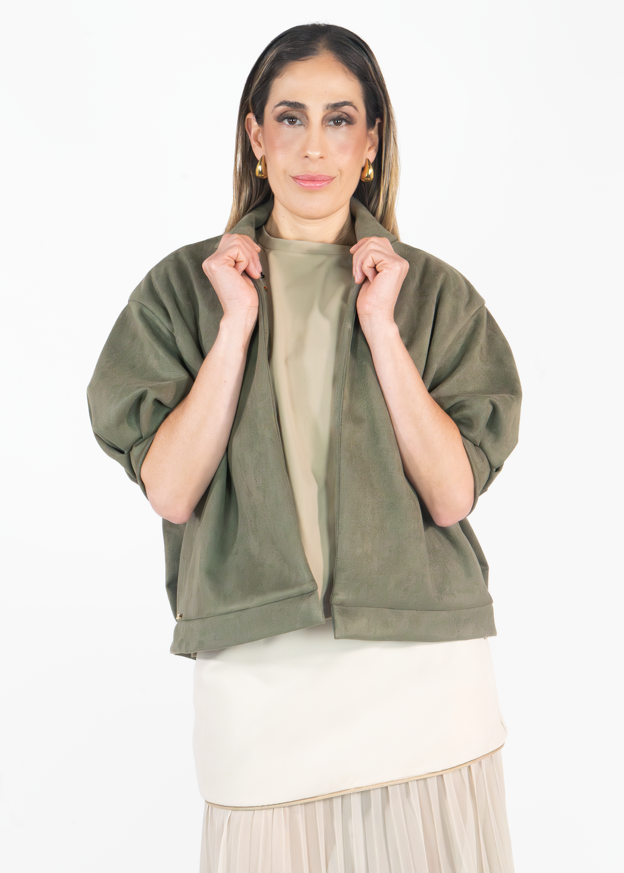 Chaqueta Bomber Suede Verde