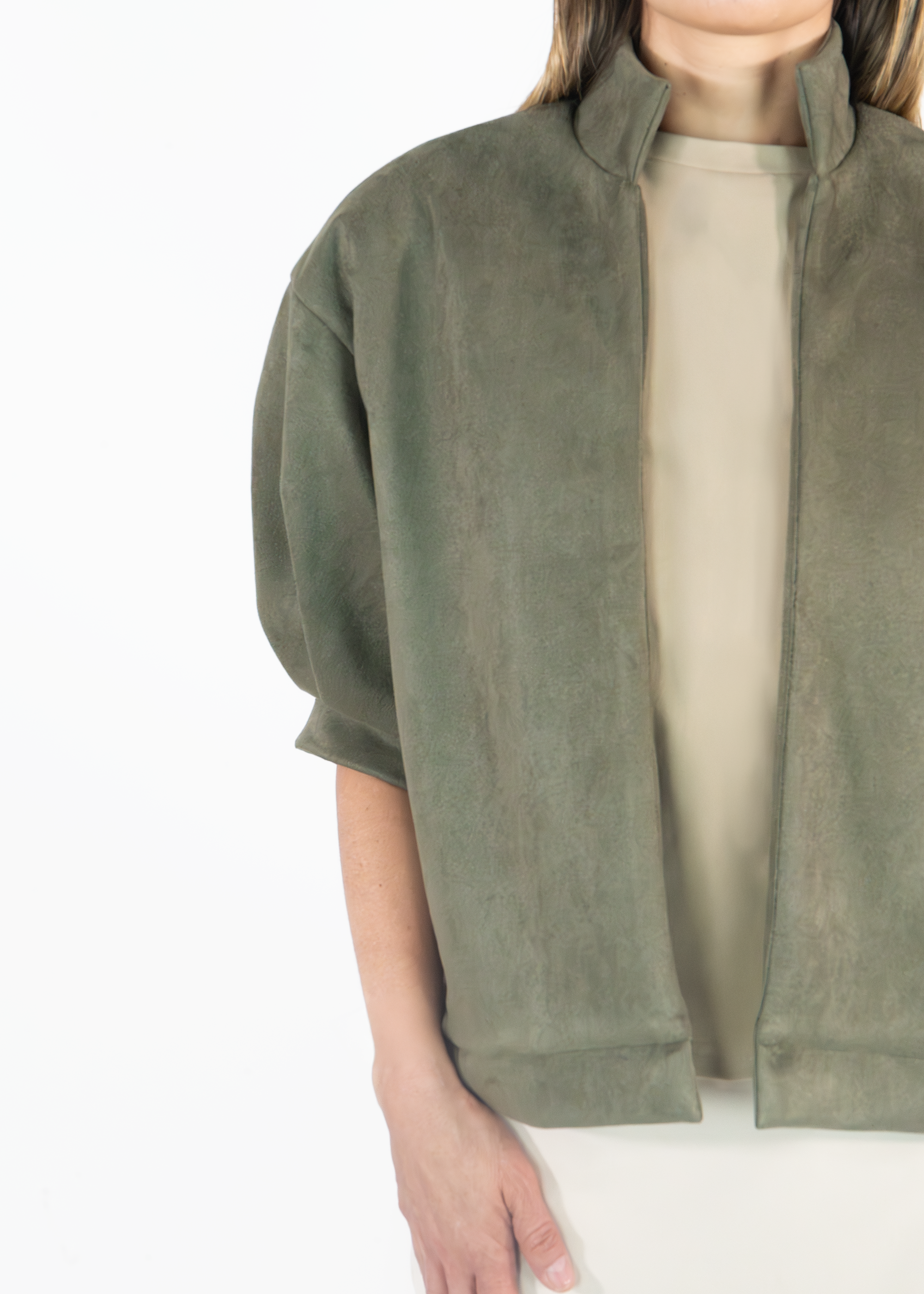 Chaqueta Bomber Suede Verde