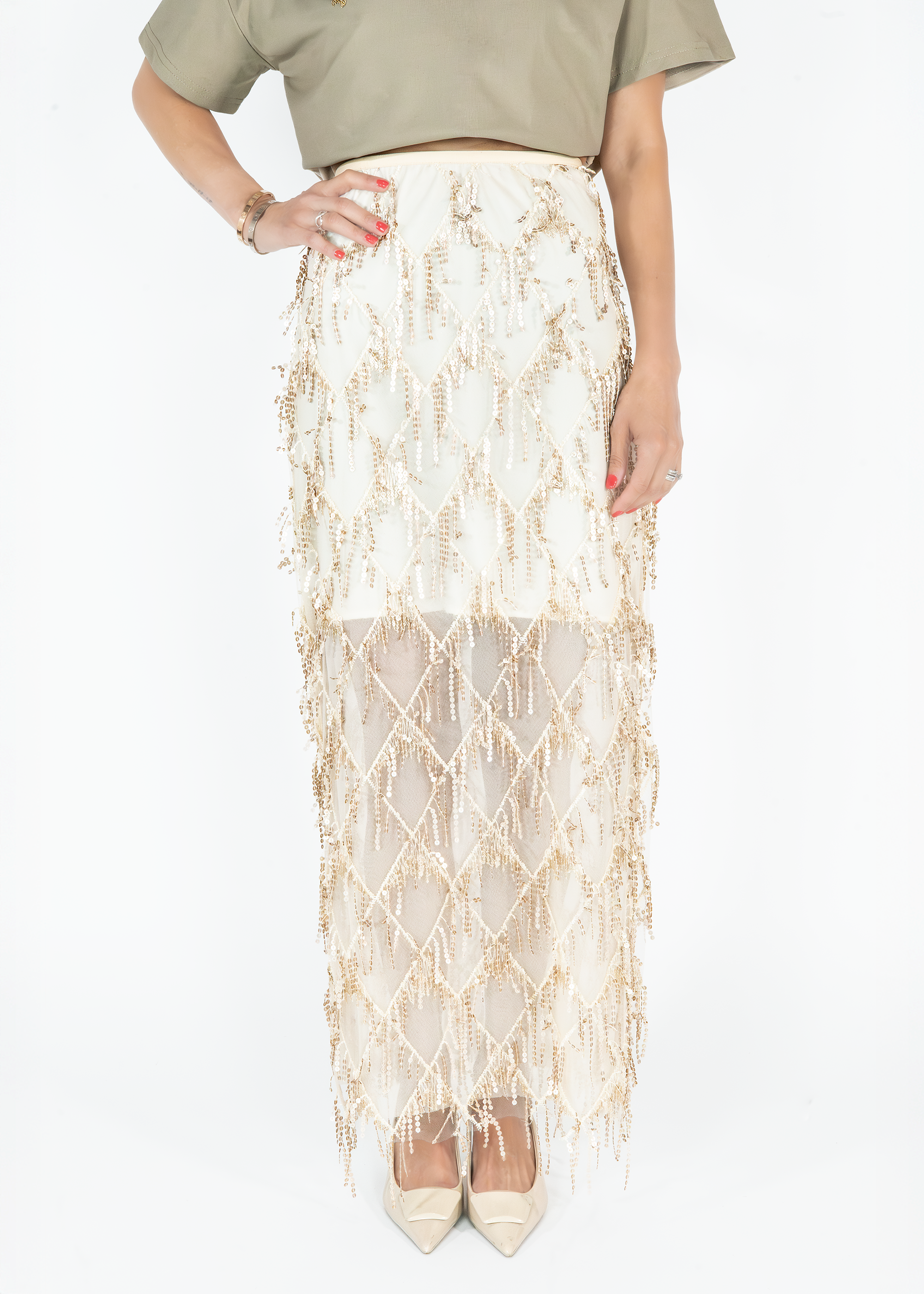 Falda de Tul  Beige