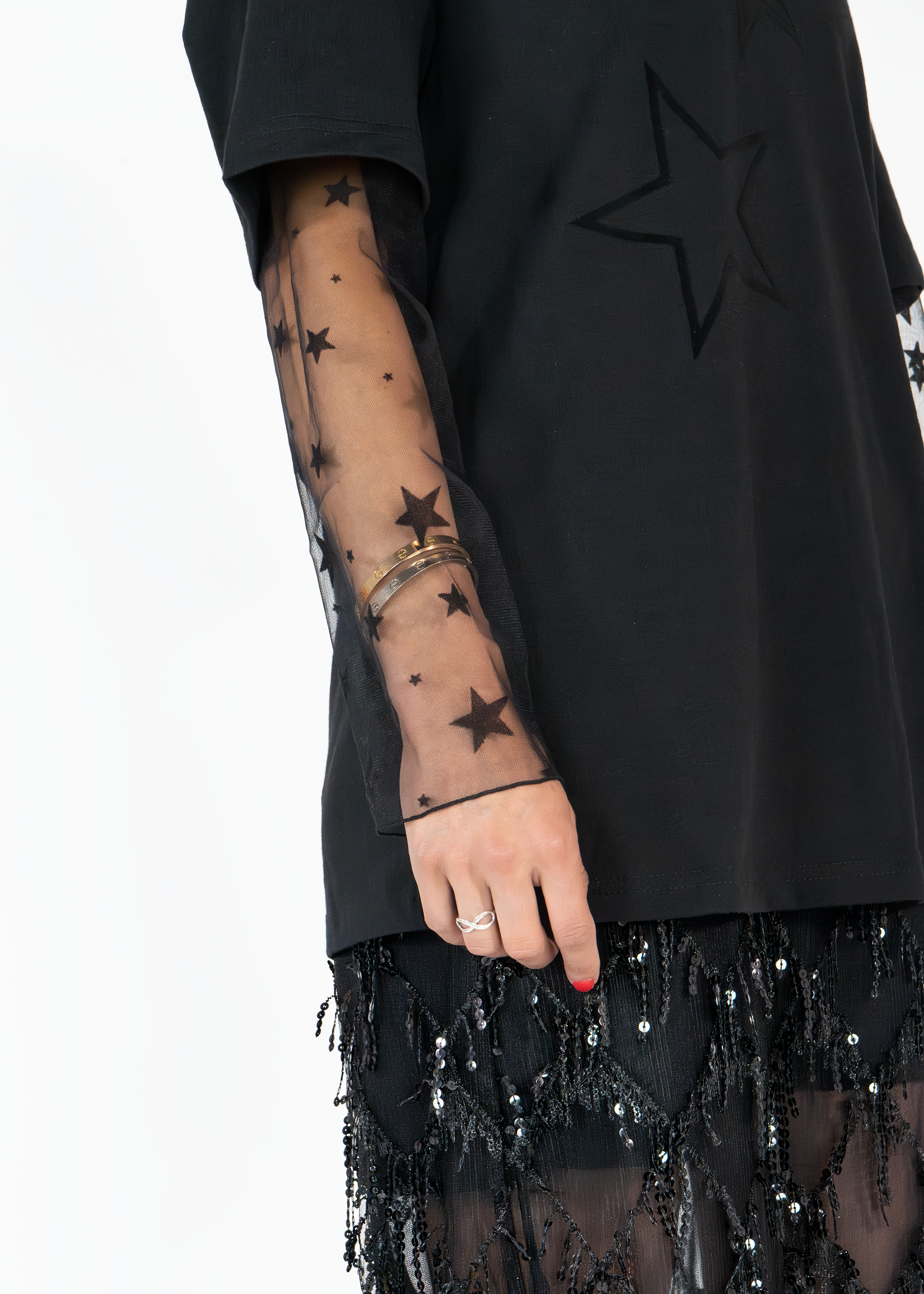 Camiseta con Mesh de Estrellas