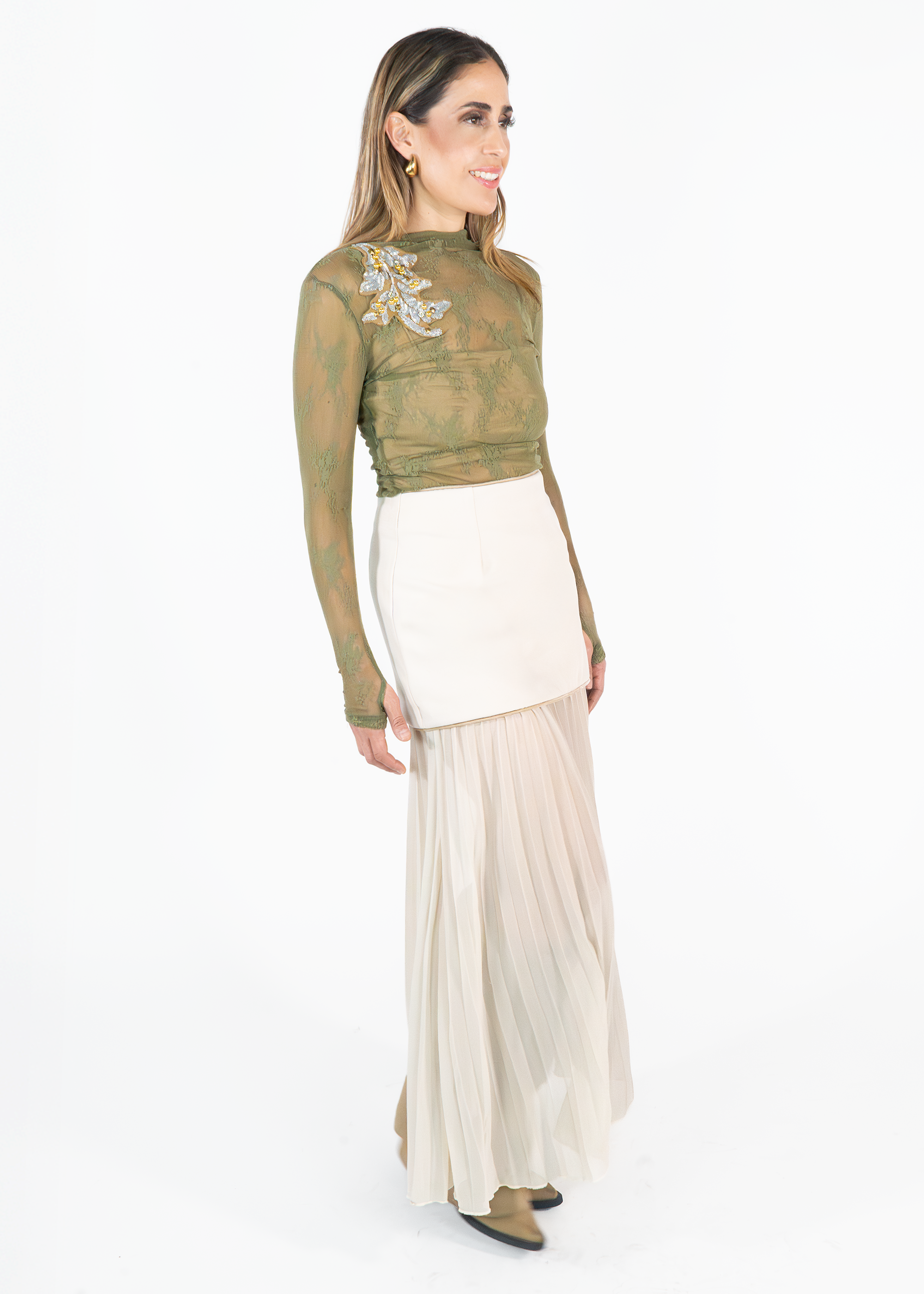Falda Plisada Beige