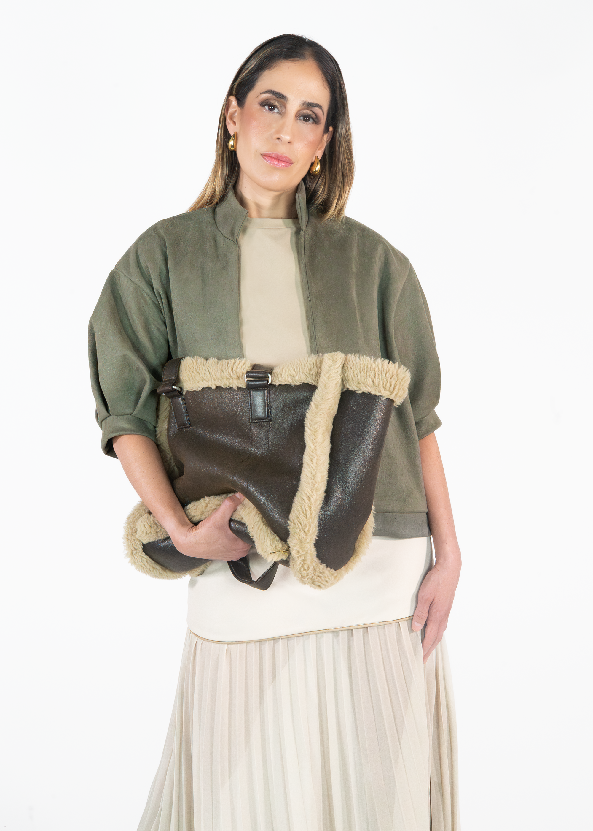 Chaqueta Bomber Suede Verde
