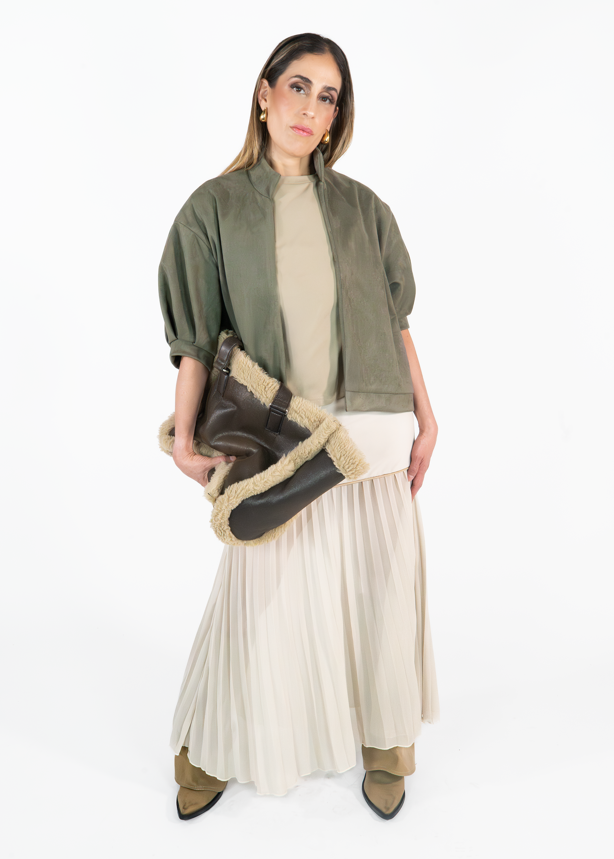 Chaqueta Bomber Suede Verde